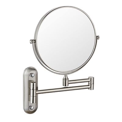 Beauty Mirror,10X Hotel Bathroom Wall Mounted Makeup Mirror, 8 Inch Extendable Mirror Foldable Telescopic Magnifying Double-Sided Shaving Mirror for Bathroom Vanity Brushed Nickel 8 inches 5X