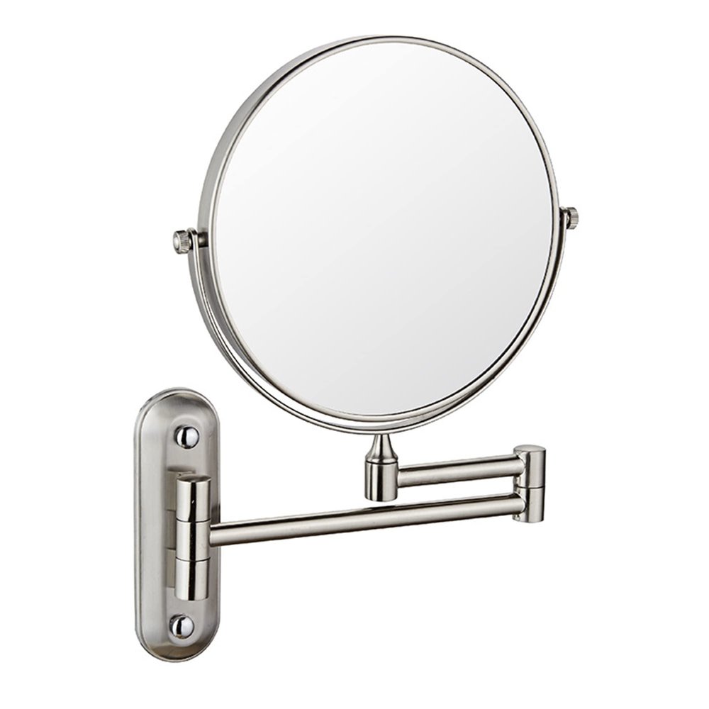 Beauty Mirror,10X Hotel Bathroom Wall Mounted Makeup Mirror, 8 Inch Extendable Mirror Foldable Telescopic Magnifying Double-Sided Shaving Mirror for Bathroom Vanity Brushed Nickel 8 inches 5X