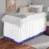 Two-Tone Ruffle Dorm Bed Skirt - Soft 100% Brushed Microfiber Material & 3 Sided Fabric Coverage - Dual Solid Color Bed Skirt for Dorm/College Room-White/Royal Blue Solid. view 2