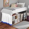 Two-Tone Ruffle Dorm Bed Skirt - Soft 100% Brushed Microfiber Material & 3 Sided Fabric Coverage - Dual Solid Color Bed Skirt for Dorm/College Room-White/Royal Blue Solid. view 3