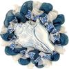 Blue and White Burlap Sea Shell Coastal Handmade Deco Mesh Wreath. Available in 24 inch and 28 inch diameters view 1