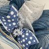 Blue and White Burlap Sea Shell Coastal Handmade Deco Mesh Wreath. Available in 24 inch and 28 inch diameters view 3