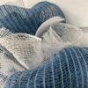 Blue and White Burlap Sea Shell Coastal Handmade Deco Mesh Wreath. Available in 24 inch and 28 inch diameters view 4