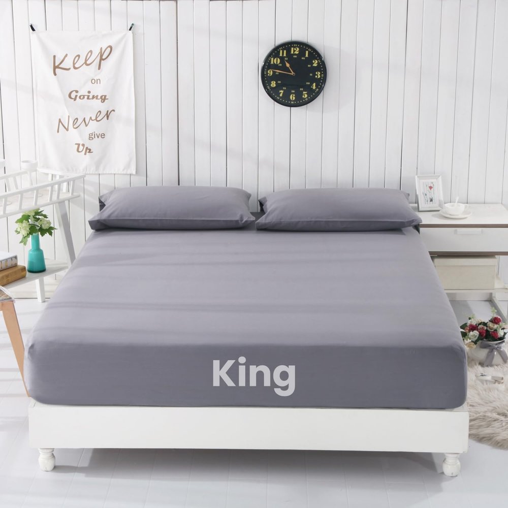GLUYOHEY Grounding Fitted Sheets, King Size, 90% Organic Cotton + 10% Pure Silver Fiber, Earthing Bed Sheet with Connect Cord, Conductive Grounding Sheet for Better Sleep, Gray