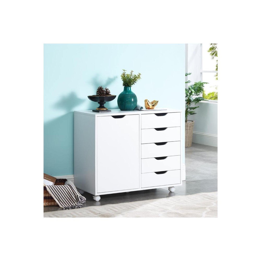 Naomi Home Drawer Storage Cabinet White/5 Drawer with Shelf