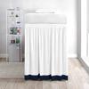 Two-Tone Ruffle Dorm Bed Skirt - Soft 100% Brushed Microfiber Material & 3 Sided Fabric Coverage - Dual Solid Color Bed Skirt for Dorm/College Room-White/Navy Blue Solid. view 1