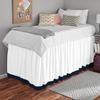 Two-Tone Ruffle Dorm Bed Skirt - Soft 100% Brushed Microfiber Material & 3 Sided Fabric Coverage - Dual Solid Color Bed Skirt for Dorm/College Room-White/Navy Blue Solid. view 2