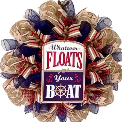 Nautical Wreath, Luxury Handmade Whatever Floats Your Boat Front Door Decor, 24 or 28 Inch