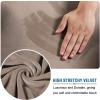 Velvet Plush Ergonomic Comfortable Office Chair Cover - Cat Proof Stretchable Protector for Mesh Office Desk Chair with Wheels and Armrest - Comfy Executive Office Chair for Adults, Khaki, XL view 3