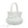 PAPABA Bowknot Silk Cloth Wedding Flower Basket Handcrafted Western White Wedding Ceremony Flower Girl Basket D view 1