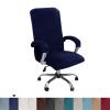 Velvet Plush Stretchable Office Computer Chair Cover - Cat Proof Protector for Ergonomic Office Desk Chair with Wheels and Armrest, Fits High Back Wide Mesh Executive Chairs, Navy Blue, XL view 2