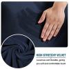 Velvet Plush Stretchable Office Computer Chair Cover - Cat Proof Protector for Ergonomic Office Desk Chair with Wheels and Armrest, Fits High Back Wide Mesh Executive Chairs, Navy Blue, XL view 3
