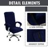 Velvet Plush Stretchable Office Computer Chair Cover - Cat Proof Protector for Ergonomic Office Desk Chair with Wheels and Armrest, Fits High Back Wide Mesh Executive Chairs, Navy Blue, XL view 4