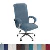 Velvet Plush Office Desk Chair Cover - Cat Proof Stretchable Elastic Comfy Protector for Ergonomic Office Chair with Wheels and Armrests, Fits Mesh and Executive Computer Chairs, Gray Blue, XL view 2
