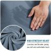 Velvet Plush Office Desk Chair Cover - Cat Proof Stretchable Elastic Comfy Protector for Ergonomic Office Chair with Wheels and Armrests, Fits Mesh and Executive Computer Chairs, Gray Blue, XL view 3