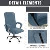 Velvet Plush Office Desk Chair Cover - Cat Proof Stretchable Elastic Comfy Protector for Ergonomic Office Chair with Wheels and Armrests, Fits Mesh and Executive Computer Chairs, Gray Blue, XL view 4