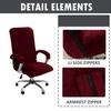 Velvet Plush Wide Large Office Chair Cover - Cat Proof Stretchable Protector for Ergonomic Office Desk Chair with Wheels and Armrests - Comfy Mesh Executive Chair for Home Office, Wine Red, XL view 4