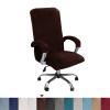 Velvet Plush Office Desk Chair Cover - Cat Proof Stretchable Elastic Comfy Protector for Ergonomic Office Chair with Wheels and Armrests, Fits Mesh and Executive Office Chairs,Removable,Coffee,XL view 2