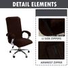 Velvet Plush Office Desk Chair Cover - Cat Proof Stretchable Elastic Comfy Protector for Ergonomic Office Chair with Wheels and Armrests, Fits Mesh and Executive Office Chairs,Removable,Coffee,XL view 4