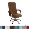 Velvet Plush Stretchable Office Desk Chair Cover - Cat Proof Elastic Comfy Protector for Ergonomic Office Chair with Wheels and Armrests, Fits Mesh and Executive Office Chairs, Removable, Brown, XL view 2