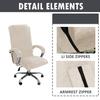 Velvet Plush Stretchable Office Desk Chair Cover Cat Proof with Wheels, Chair Seat Cover with Armrest Protector for Pets & Kids, Removable for Ergonomic Mesh Computer Rolling Chair, Beige, XL view 4