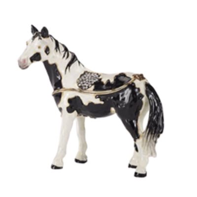 SAGEFINDS Enameled Horse Collectible Box | Handmade Metal Crystal Figurine Trinket | Jewelry Ring Holder | Magnetic Closure | Gift Boxed | Paint