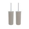 Superio Plastic Toilet Bowl Brush and Holder Set, Decorative Cleaner Scrubber for Bathroom (2, Taupe) view 1