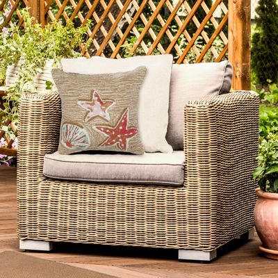 Liora Manne Frontporch 4565/12 Beachcomber Sand Pillow, 18" x 18"