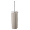 Superio Ribbed Collection - Decorative Plastic Toilet Bowl Brush and Holder Set, Taupe (1 Pack) Cleaner Scrubber for Bathroom view 1