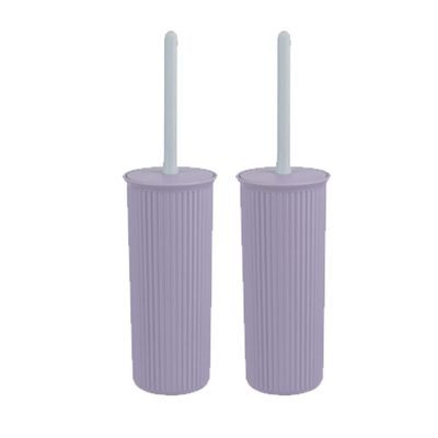 Superio Decorative Plastic Toilet Bowl Brush and Holder Set, Cleaner Scrubber for Bathroom (2, Lilac)