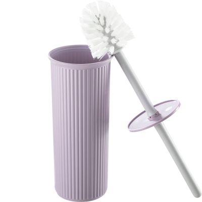 Superio Ribbed Collection - Decorative Plastic Toilet Bowl Brush and Holder Set, Lilac Purple (1 Pack) Cleaner Scrubber for Bathroom