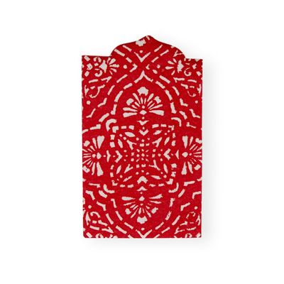 Caspari Annika Die-Cut Paper Linen Guest Towel Napkins in Red - 12 Per Package, 2 Packs