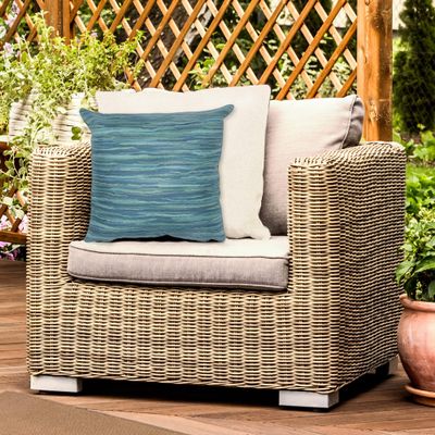 Liora Manne Visions III Indoor/Outdoor Handmade Pillow - Contemporary Casual Accent (Broken Stripe Aqua) (20" x 20")