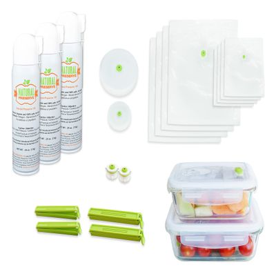 23PCS MAPWARE Food Storage/Packaging System - Extend Food Freshness 10x - Borosilicate Glass Food Containers with Lids - BPA-Free, Reusable Food Storage Bags - Kitchen Containers - Jar Canning Lid