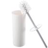 Superio Ribbed Collection - Decorative Plastic Toilet Bowl Brush and Holder Set, White (1 Pack) Cleaner Scrubber for Bathroom view 1