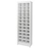 Attractive White Wooden Shoe Rack, 72.5'' H X 23.5'' W X 13'' D Size, Rectangular Silhouette, Simple Moldings Chunky Framing Clean-Lined Kickplate, 12 Rows, 36 Pairs Shoes Capacity, Highly Durable view 2