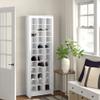 Attractive White Wooden Shoe Rack, 72.5'' H X 23.5'' W X 13'' D Size, Rectangular Silhouette, Simple Moldings Chunky Framing Clean-Lined Kickplate, 12 Rows, 36 Pairs Shoes Capacity, Highly Durable view 3