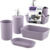 Superio Ribbed Collection - Decorative Plastic Bathroom Accessories Set, Lilac Purple (Set of 4) Soap Dish, Liquid Dispenser, Toothbrush Holder Cup, Vanity Organizer Tray - Bathroom Decor Gift view 1