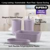 Superio Ribbed Collection - Decorative Plastic Bathroom Accessories Set, Lilac Purple (Set of 4) Soap Dish, Liquid Dispenser, Toothbrush Holder Cup, Vanity Organizer Tray - Bathroom Decor Gift view 3