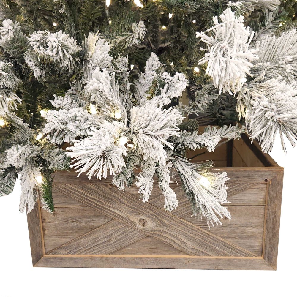 Rockin' Wood Barnwood Christmas Tree Box Made with Real Rustic Reclaimed Wood in The USA - Tree Collar dcor Urban Farmhouse Style (Rustic, Large)