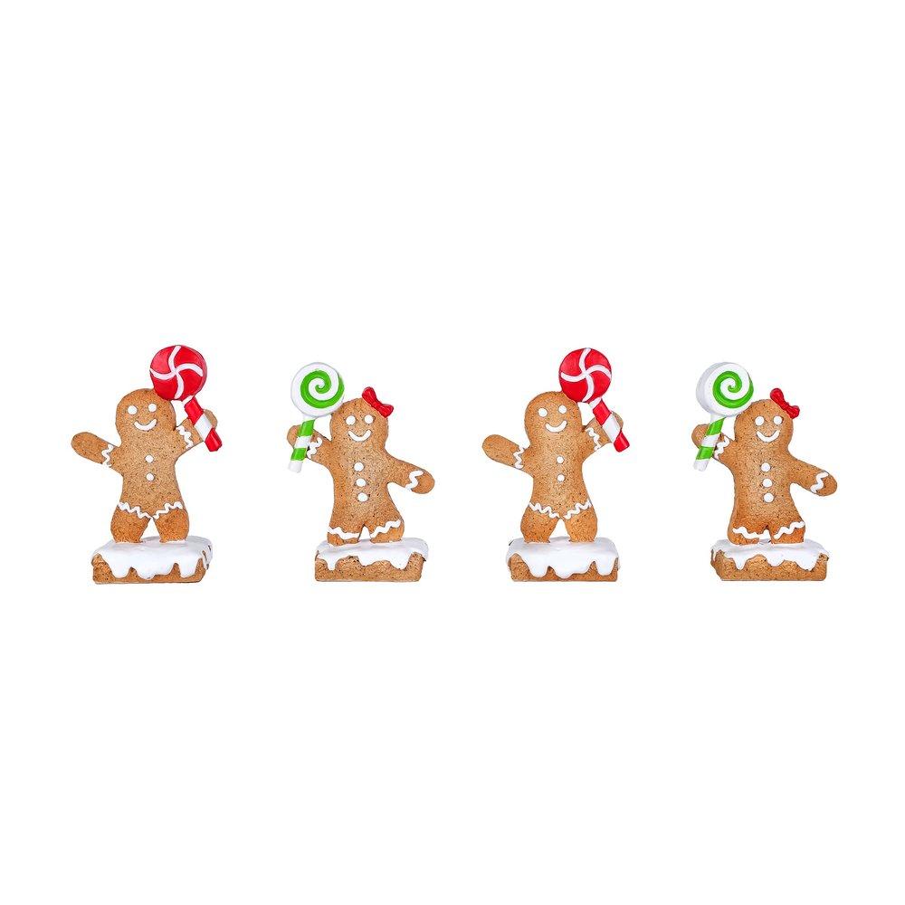 National Tree Company First Traditions Four Piece Gingerbread Cookie Card Holders, Brown, 3 in