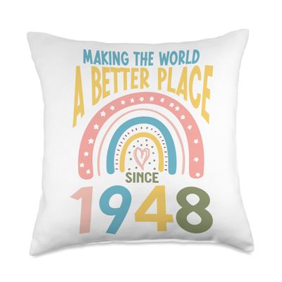 75 Birthday Making the world a better place since 1948 Throw Pillow
