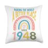 75 Birthday Making the world a better place since 1948 Throw Pillow view 1