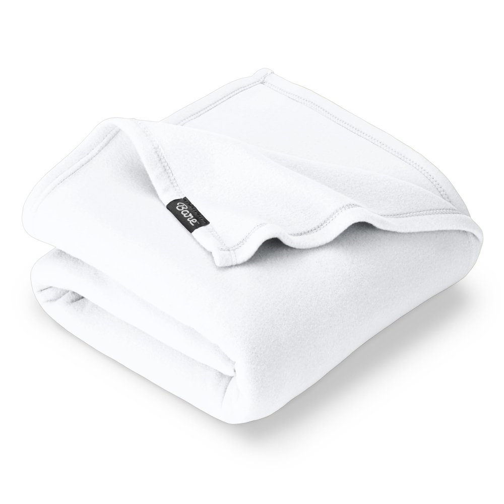 Bare Home Polar Fleece Blanket - White - Warm & Cozy - Premium Fleece - Throw for Bed, Sofa, Camping, Travel and Cold Nights - Lightweight Blanket (Twin/Twin XL, White)