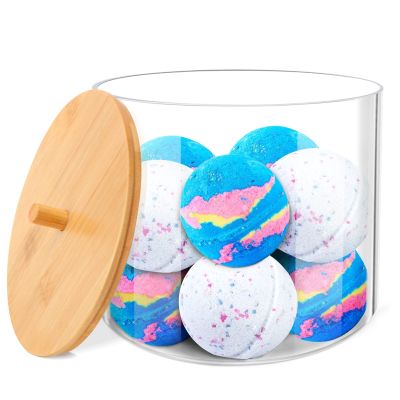 JYPS Large Capacity Laundry Pods Container with Bamboo Lid, Clear Acrylic Powder Detergent Containers for Pods, Scent Boosters & Powder, Laundry Room Organization decor, Airtight Storage Jars