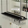 Hamankim Ceiling Wine Rack, Wine Glass Holder and Bottle Rack/Under Cabinet Hanging Stemware Storage Shelving/Adjustable Height and Width/Black (Size : 80x27x8cm) view 4