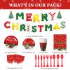 Christmas Party Supplies Tableware Set Xmas Party Decoration Christmas Tree Paper Plates Napkins Snowflakes Tablecloths Merry Christmas Banner Holiday Disposable Dinnerware Serves 24 Guests view 2