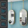 DMCHENGMA Hanging Mirrors Wall Mirror Design Gold Metal Frame Mirror, Oval Floating Bathroom Vanity Mirror with Ceiling Hanging Rod (Boom can be Customized) (Size : 40cmx60cm) view 3