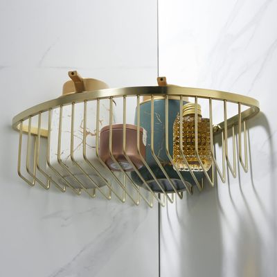 Segistan Corner Shower Caddy Organizer, SUS304 Stainless Steel Heavy Duty Rust-Proof Shelf Organizer, Wall Mounted Storage Rack for Bathroom Kitchen, Brushed Gold