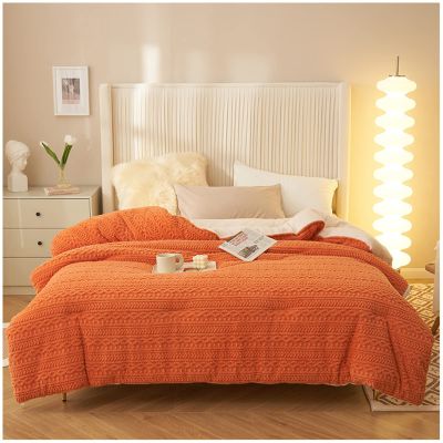 ZTGL Luxury Winter Quilt, Super Warm Lamb Quilt Winter Blanket, Comfortable Reversible Velvet Quilt Thickened Warm Autumn Spring Plush Comforter Core, Twin/Twin XL Size,Orange,200x230cm(4kg)